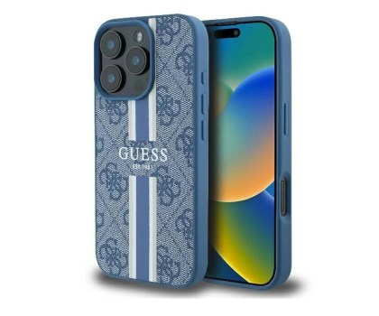 Etui / obudowa na smartfona Guess 4G Printed Stripes do iPhone 16 Pro niebieski